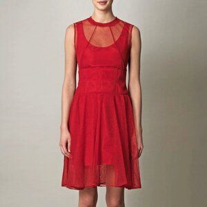 Carven Red Lace Overlay Dress, size 40 (fits size 6)